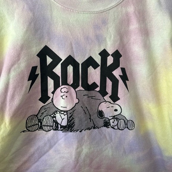 Peanuts Pastel Tie-Dye Crewneck Sweatshirt in Yellow, Lavender, Pink - Picture 2 of 7